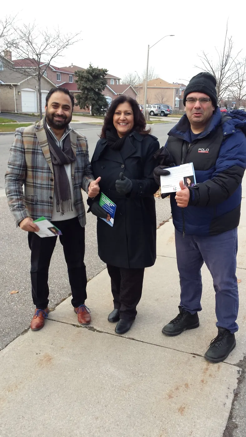 Husain canvassing in the neighbourhood
